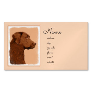 Labrador Retriever (Chocolate) Painting - Dog Art Magnetic Business Card