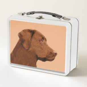 Labrador Retriever (Chocolate) Painting - Dog Art Metal Lunch Box