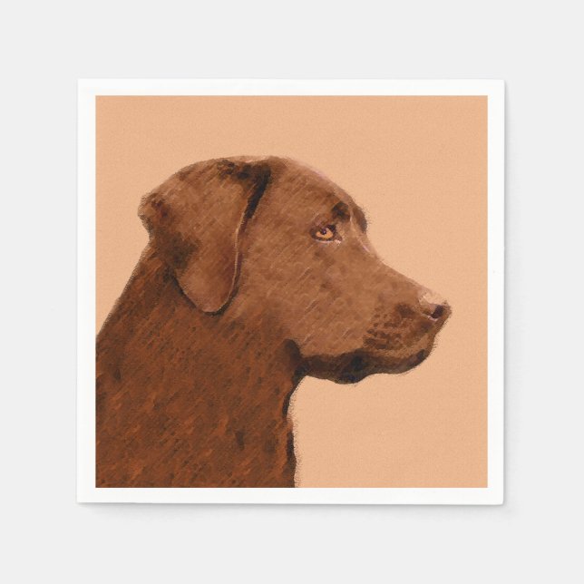 Labrador Retriever (Chocolate) Painting - Dog Art Napkin (Front)
