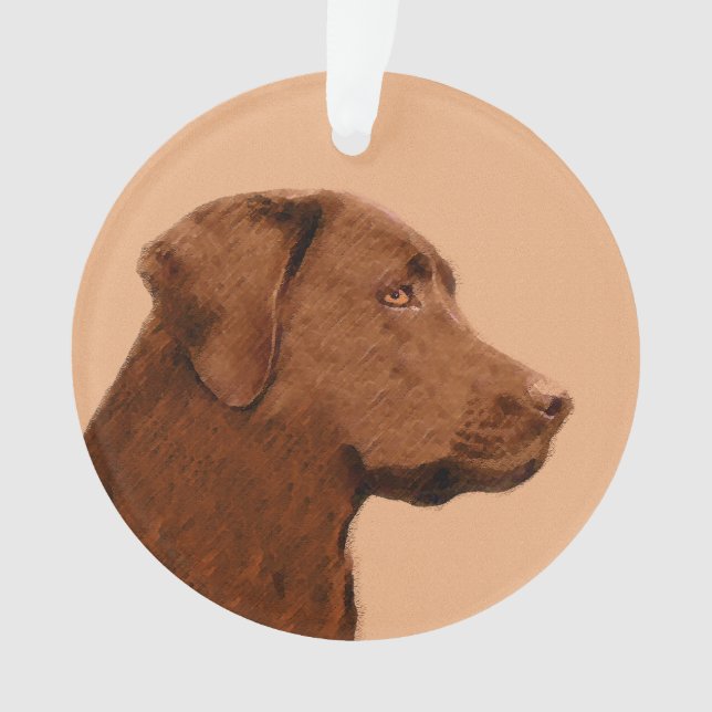 Labrador Retriever (Chocolate) Painting - Dog Art Ornament (Front)