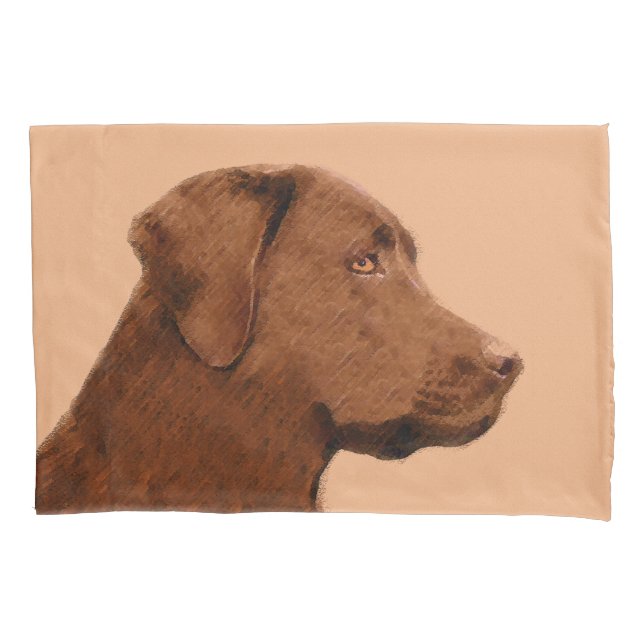 Labrador Retriever (Chocolate) Painting - Dog Art Pillowcase (Front)