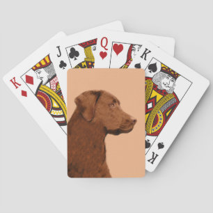 Labrador Retriever (Chocolate) Painting - Dog Art Playing Cards