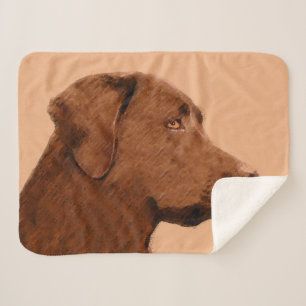 Labrador Retriever (Chocolate) Painting - Dog Art Sherpa Blanket