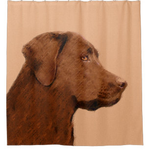 Labrador Retriever (Chocolate) Painting - Dog Art Shower Curtain