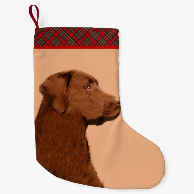 Labrador Retriever (Chocolate) Painting - Dog Art Small Christmas Stocking (Front)