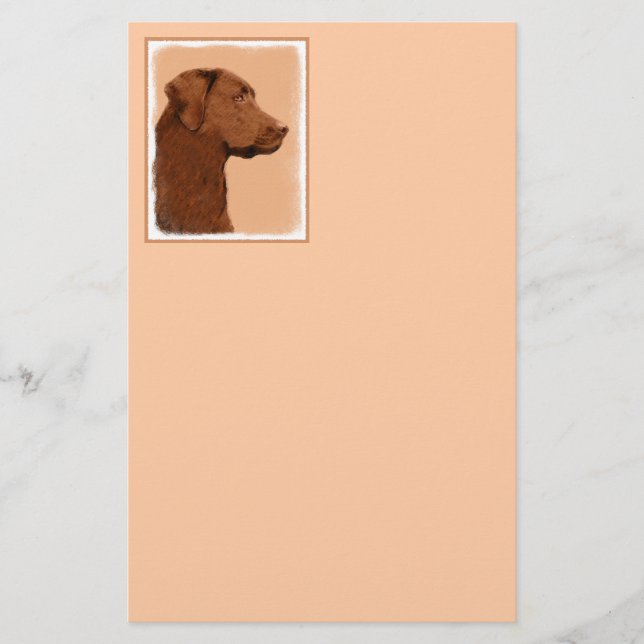 Labrador Retriever (Chocolate) Painting - Dog Art Stationery (Front)