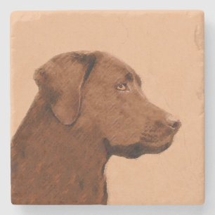 Labrador Retriever (Chocolate) Painting - Dog Art Stone Coaster