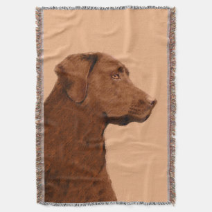 Labrador Retriever (Chocolate) Painting - Dog Art Throw Blanket
