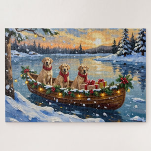 Labrador Retriever Christmas Boat Holiday Jigsaw Puzzle