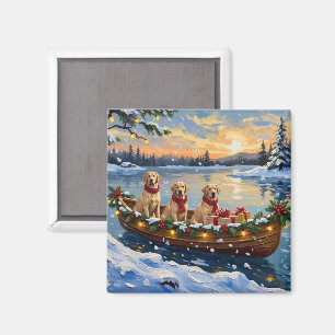 Labrador Retriever Christmas Boat Holiday Magnet
