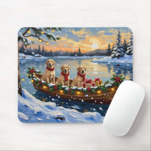 Labrador Retriever Christmas Boat Holiday Mouse Pad