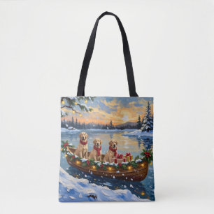 Labrador Retriever Christmas Boat Holiday Tote Bag