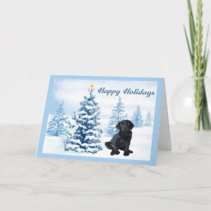 Labrador Retriever Christmas Card Blue Tree10