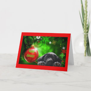 Labrador Retriever Christmas Card Red Ball12