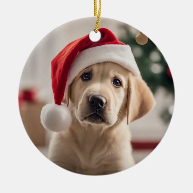 Labrador Retriever Christmas Ceramic Ornament (Front)