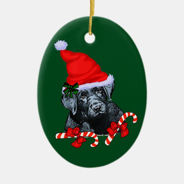Labrador Retriever Christmas Ceramic Ornament (Front)