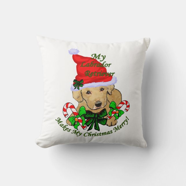 Labrador Retriever Christmas Cushion (Front)