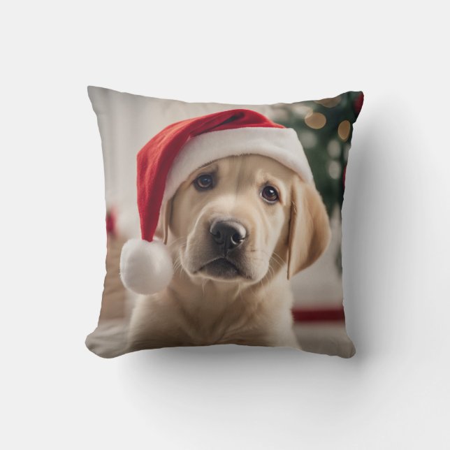 Labrador Retriever Christmas Cushion (Front)