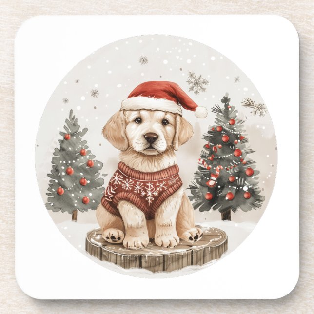 Labrador Retriever Christmas Dog Coaster (Front)