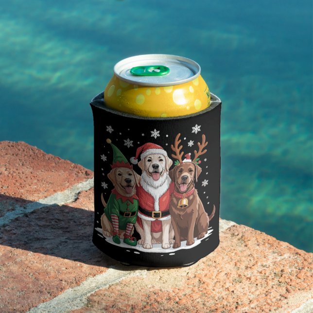 Labrador Retriever Christmas Dogs Santa Reindeer Can Cooler (In Situ Pool)