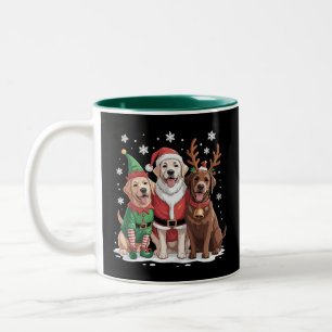 Labrador Retriever Christmas Dogs Santa Reindeer Two-Tone Coffee Mug