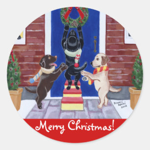 Labrador Retriever Christmas Fun Classic Round Sticker