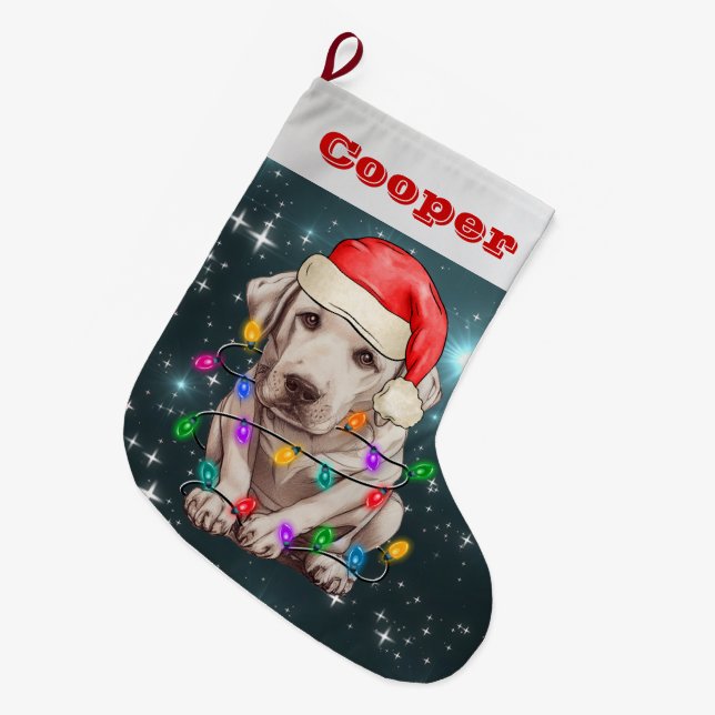 Labrador Retriever Christmas Large Christmas Stocking (Front (Hanging))