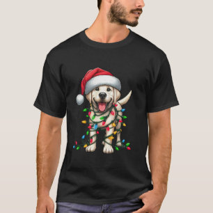 Labrador Retriever Christmas Lights Santa Hat Boys T-Shirt