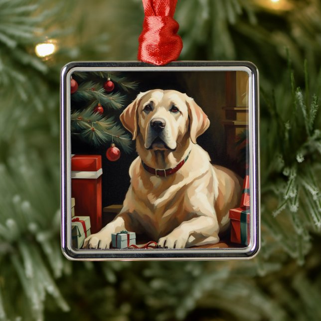 Labrador Retriever Christmas Metal Ornament (Tree)