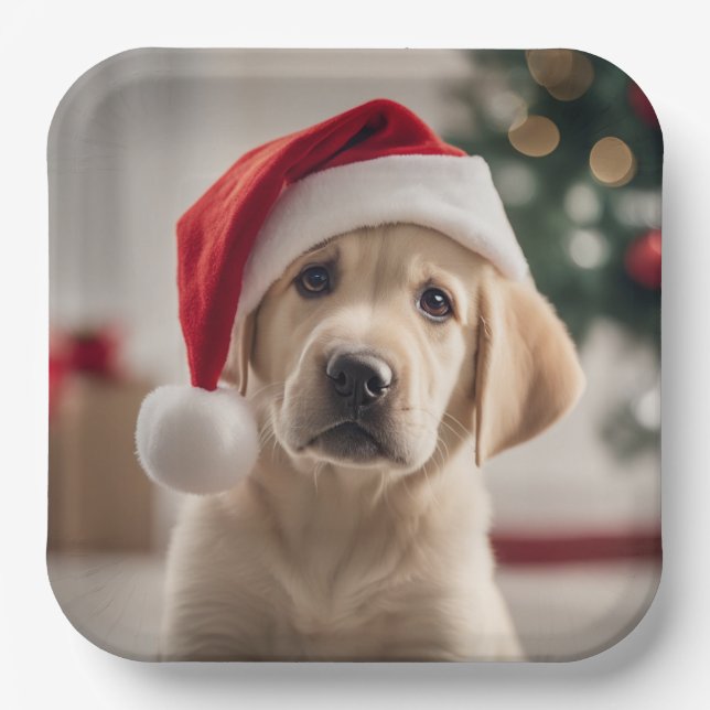 Labrador Retriever Christmas Paper Plate (Front)