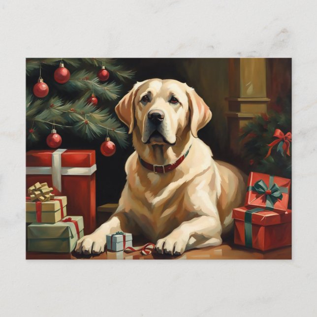 Labrador Retriever Christmas Postcard (Front)