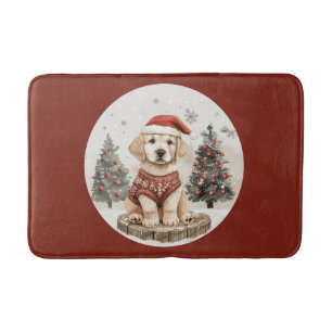 Labrador Retriever Christmas Puppy Bath Mat