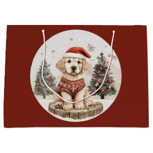 Labrador Retriever Christmas Puppy Large Gift Bag