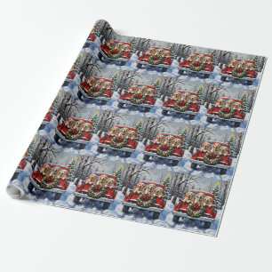 Labrador Retriever Christmas Red Truck Holiday Wrapping Paper