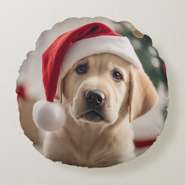 Labrador Retriever Christmas Round Cushion (Front)
