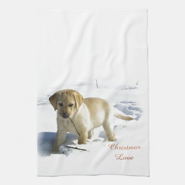 Labrador Retriever Christmas Tea Towel (Vertical)