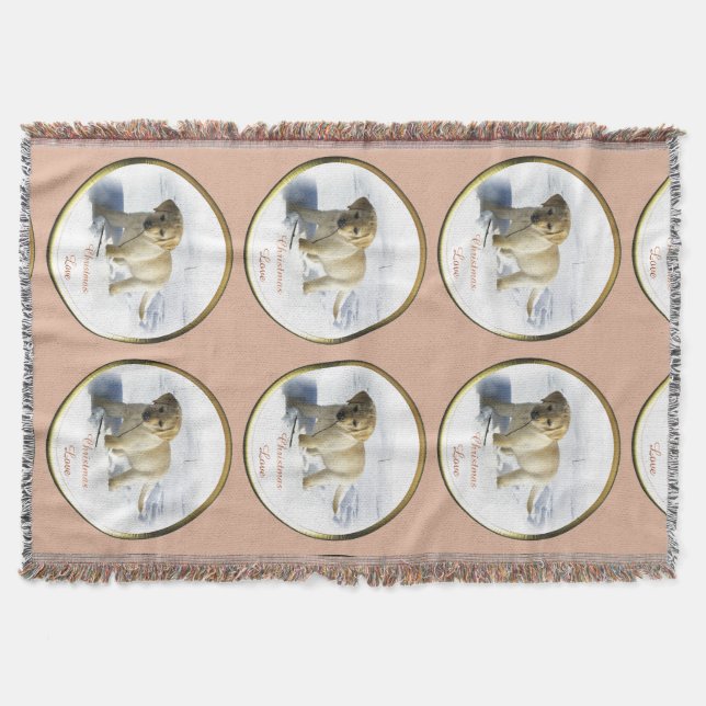 Labrador Retriever Christmas Throw Blanket (Front)