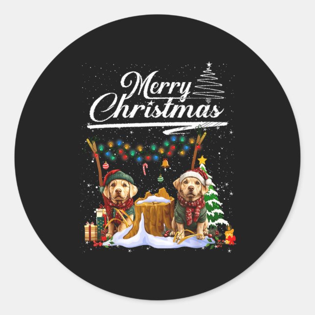 Labrador Retriever Christmas Tree Decorations Dog  Classic Round Sticker (Front)