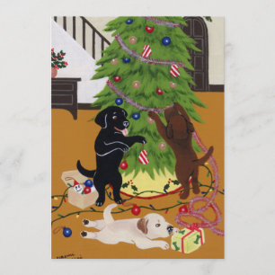 Labrador Retriever Christmas Tree Invitation