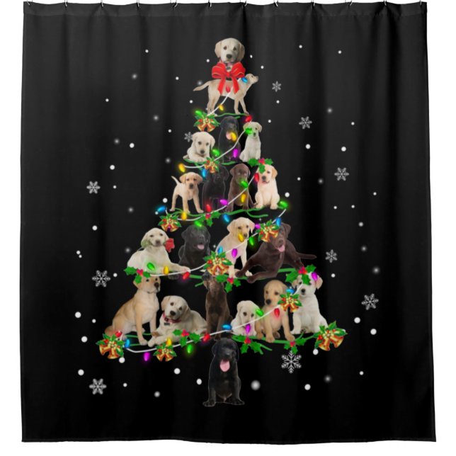 Labrador Retriever Christmas Tree X mas Shower Curtain (Front)