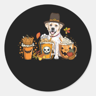 Labrador Retriever Coffee Pumpkin Spice Fall Thank Classic Round Sticker