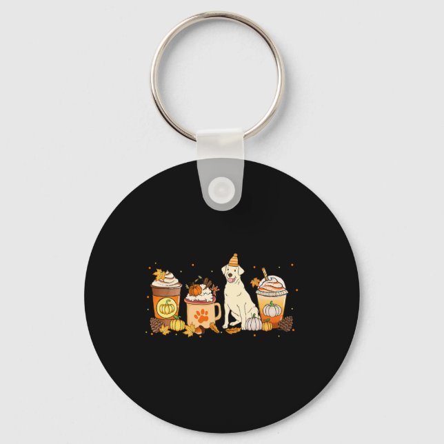 Labrador Retriever Coffee Pumpkin Spice Fall Thank Key Ring (Front)