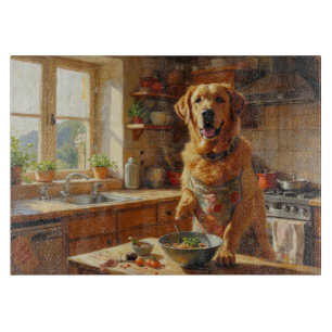Labrador Retriever Cooking in Kitchen Cutting Board