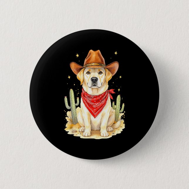 Labrador Retriever Cowboy Dog Western Llabrador Co 6 Cm Round Badge (Front)