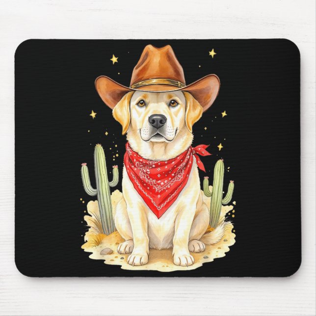 Labrador Retriever Cowboy Dog Western Llabrador Co Mouse Pad (Front)