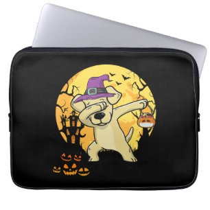 Labrador Retriever Dabbing Witch Pumpkin Funny Dog Laptop Sleeve