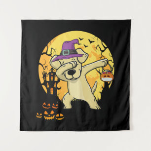 Labrador Retriever Dabbing Witch Pumpkin Funny Dog Tapestry