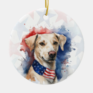 Labrador Retriever Dog, 4th of july Personalised Ceramic Ornament