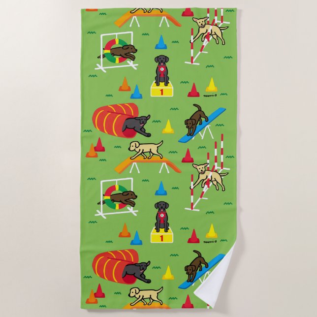 Labrador Retriever Dog Agility Beach Towel (Front)