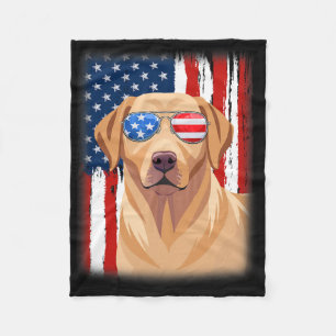 Labrador Retriever Dog America Flag 4th Of July Us Fleece Blanket